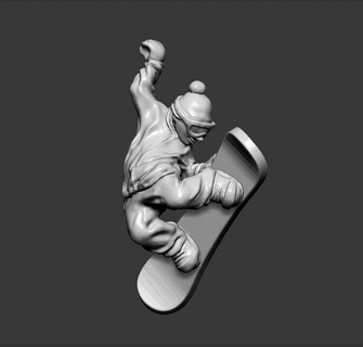 snowboarder pendentif pendentifs snowboard planche neige argent or bijoux ski embarquement freestyle hiver Montagne extrême sport 3d print model - Mito3D