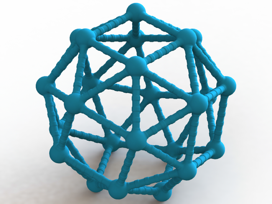 snub cube structures atoms 3d print model in mathematical art 3dexport geometry cuboctahedron archimedean solid squares equilateral triangles edges polyhedron compound cubes projections geometric structure symmetry hollow blocks 3d print model - Mito3D