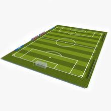 soccer pitch 2 bench goals football field lowpoly reserve seating poly ball arena game ready tags model stadium architecture building 3d print model - Mito3D