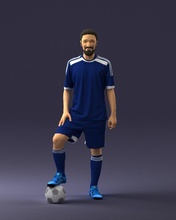 futebol jogador 0046 3d impressão pronto Varredura modelo polígono 3dprint humano masculino realista posado personagem miniaturas homem mulher criança estilo esporte 3d print model - Mito3D