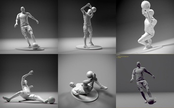 soccerers 5 stl pack soccerer footbal footballer game boardgame free print statue figurine anatomy boots ball man character 3d print model - Mito3D