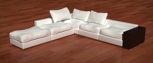 kanepe 3d model in 3dexport yastık beyaz modern yaşayan oda mobilya sandalye iç odun yumuşak köşe köşeli modül modüler dekor 3d print model - Mito3D