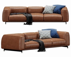 sofa sagen italien st germain 3d modell 3dexport sessel schnitt mischen leder chaise salon plaid kissen stoff zeitgenössisch modern beyl biege 3d print model - Mito3D