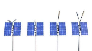 solare strada lampada pacco fotovoltaico energia batteria luce esterno pilastro lampione elettricità illuminazione Generatore elettrico pannello eco paesaggio urbano 3d print model - Mito3D