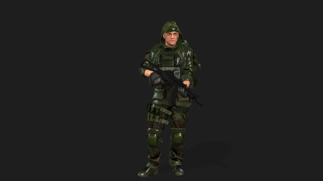 soldier military army 7 rigged animation fichier personnage lowpoly modulaire Masculin militaire soldat Animé moderne pbr Humain armée mercenaire tireur fusil temps réel Jeu 3D print model - Mito3D