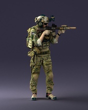 soldato 0722 3d Stampa pronto scansione modello poligono 3dprint umano maschio realistico poste carattere miniature uomo donna bambino militare forte sicurezza 3d print model - Mito3D