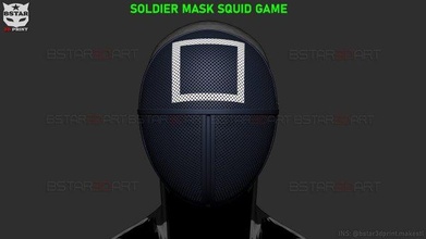 soldier mask - squid game cosplay 3d print model in toys 3dexport netflix film horror halloween polygon accessories costume clone 3d print model - Mito3D
