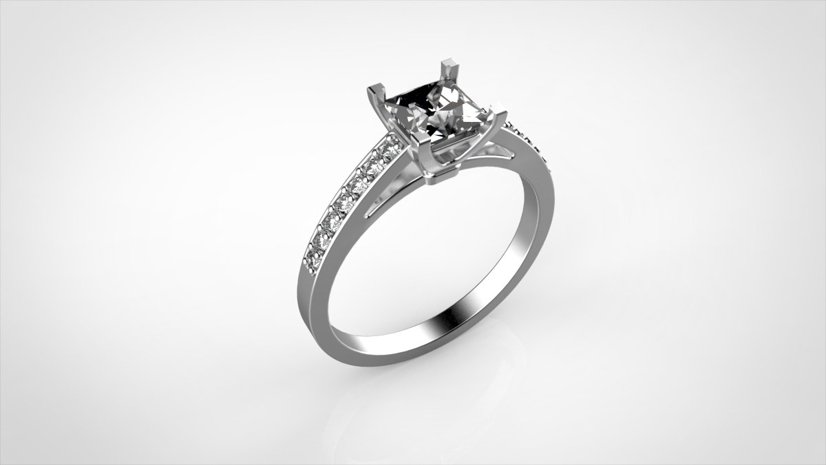 solitario anello di fidanzamento in size 53 solitaire gioielli 3dmodel 3D print model - Mito3D