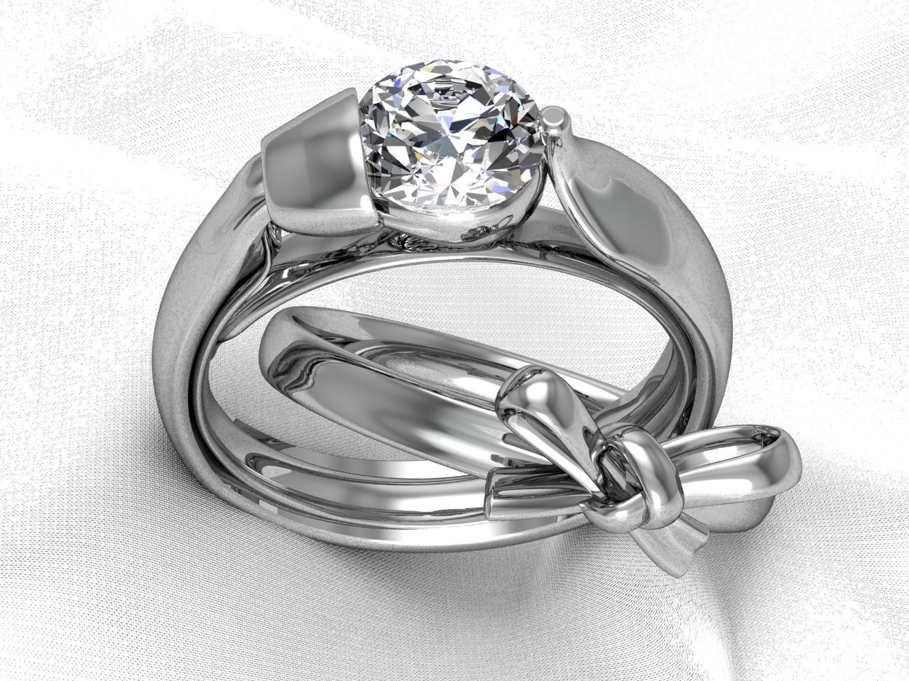 Solitär-ring passende band Damen ring solitaire das matching engagement 3D print model - Mito3D