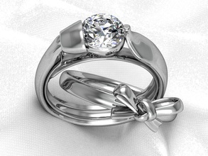 solitaire ring matching band ladies engagement 3d print model - Mito3D
