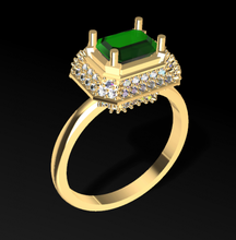 Solitär Esmerald Hochzeit Ring Diamanten 3d drucken Modell diamont Juwel Schmuck Engagement Diamant brillant druckbar Gold Mode Schönheit Ringe 3d print model - Mito3D
