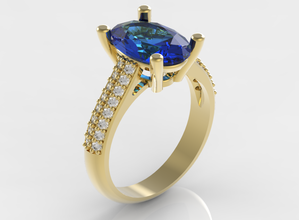 einsam oval 10x8 3d drucken modell ringe 3dexport schmuck ring gold silber umgebung stl 3dm obj stein juwel diamant 3d print model - Mito3D