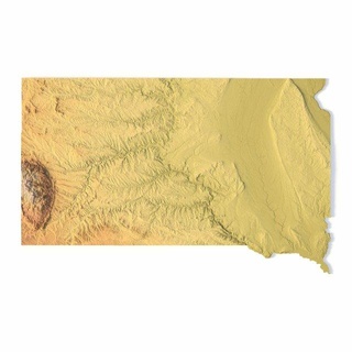 state of south dakota stl 3d print model in terrain 3dexport america usa country states map art dacota 3d print model - Mito3D