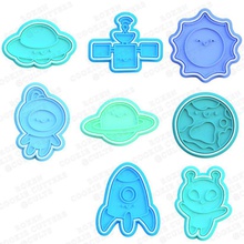 space cookie cutter set of 8 3d print model in kitchen dining 3dexport earth mars astronaut rocket planet stamp cookies cook cithen cutters 3d print model - Mito3D