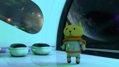 spacecat poly 3d print model in monsters & creatures 3dexport cat space spaceship 3dprint lowpoly animals beings lovely cute beautiful warrior 3d print model - Mito3D
