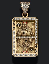 pá rei de cartão jogo pingente jack rainha o poker casino roleta carrinho kart kard diamante esmalte jóias ouro prata colar espadas 3d print model - Mito3D