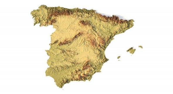 spain stl terrain map landscape country relief geography continent mountain earth 3d print model - Mito3D