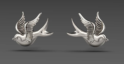 pardal brincos 3d impressão modelo in 3dexport pouceta pássaros animais penas asas voar esculturas bico céu vôo title dom fafe rouxinol miniaturas pássaro joalheria ouro prata 3d print model - Mito3D
