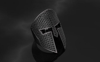 spartan helmet ring - jewelry 3d an-513 print model in rings 3dexport gladiator jewellry jewels fashion military silver printable roman diamond ring-spartan 3d print model - Mito3D