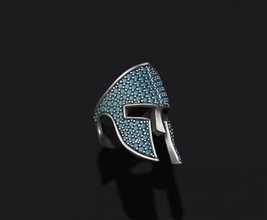 espartano casco anillo gemas griego Esparta Grecia gladiador guerrero armadura guerra soldado romano proteger espada joyería joya diamante piedra preciosa brillante hielo anillos 3d print model - Mito3D