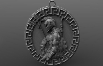 spartan pendant 10 3d print model in pendants 3dexport jewelry fashion art ancient warrior jewel greek 3d print model - Mito3D