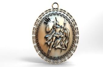 spartan pendant 11 3d print model in pendants 3dexport jewelry jewel warrior soldier 3d print model - Mito3D