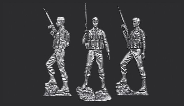 özel kuvvetler asker 3d bas rahatlama yazdır model in heykel 3dexport türk komando askeri adam savaşçı savaş karakter stl yazdırılabilir soldier relief ordu piyade army man 3D print model - Mito3D