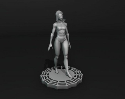 araña gwen mujer cómic maravilla Stacy spider verse earth 65 niña hembra súper héroe sci fi personaje fantasía esculpir escultura estatua figurilla miniatura 3d print model - Mito3D