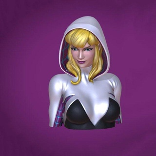 spider gwen bust ready to print stl 3d model in woman 3dexport spidergwen spider-gwen stacy spiderman cartoon girl morales superhero hero sculptures anime miniatures figurines marvel dc famale character 3d print model - Mito3D