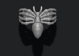 spider ring animal arachnid fur gold goliath hair insect jewel jewelry mexican nature poison realistic rings silver tarantula venom wildlife 3d print model - Mito3D