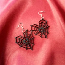spiderweb heart earrings earring alternative goth 3d print model - Mito3D