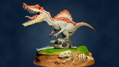 spinosaurus miniatur drucken texturen versionen 3d modell dinosaurier 3dexport jurassisch park monster reptil eidechse kreatur tier drachen druckbar miniaturen 3d print model - Mito3D