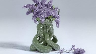 spirale nœud fleur vase 3d impression navire décor articles ménagers Rose art floral abstrait titulaire soutien décoration joyau maison 3d print model - Mito3D