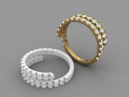 espiral anillo 3d impresión modelo anillos oro Roca joya imprimible plata diamante sencillo estilo print diseño 3d print model - Mito3D