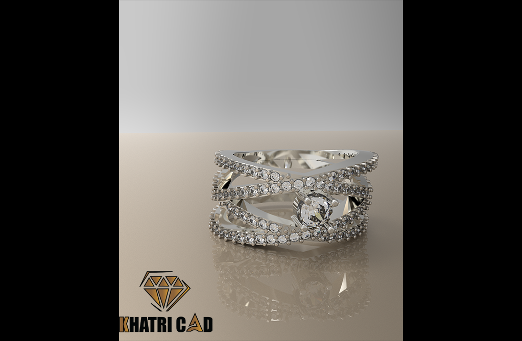 espiral anillo de piedras preciosas la joyería oro plata prendas vestir india estilo stl imprimible impresión 3dmodel los anillos el diamante espirales 3D print model - Mito3D