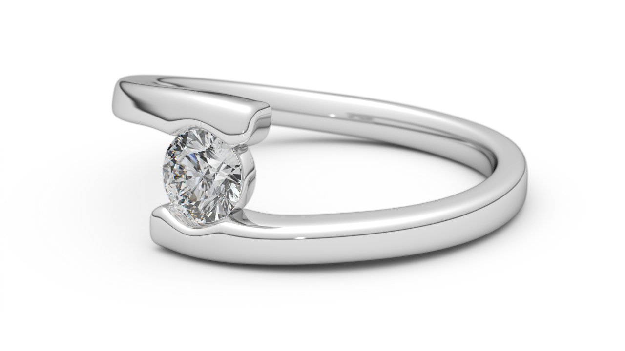 espiral solitario anillo de impresión 3d la modelo brillante diamant el diamante compromiso moda belleza gem oro joyería imprimible los anillos ronda plata solitaire blanco 3D print model - Mito3D