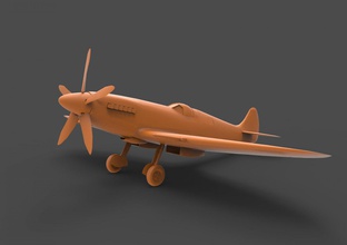 spitfire mk xiv aeromobili aereo l'aviazione fighter storico supermarine ww2 3d print model - Mito3D