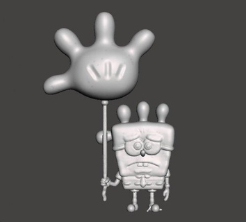 Bob Esponja balão luva mundo figura modelo desenho animado escultura peixe mar oceano criatura marinha Disney Horror fantasia brinquedo PVC estatueta colecionador masmorras Dragões suporte livro personagem ônibus profundo 3d print model - Mito3D