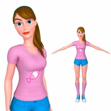 Deportes niña mujer dibujos animados hembra personaje zapatillas equipado humano lindo personas hermoso joven hermana frio adolescente adulto estudiante 3d print model - Mito3D