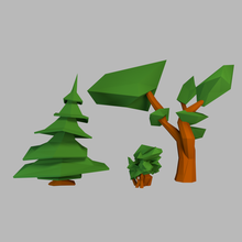 spruce shrub tree lowpoly trees forest bush plant nature wood set collection toon stylized simple cute fantasy 3d print model - Mito3D