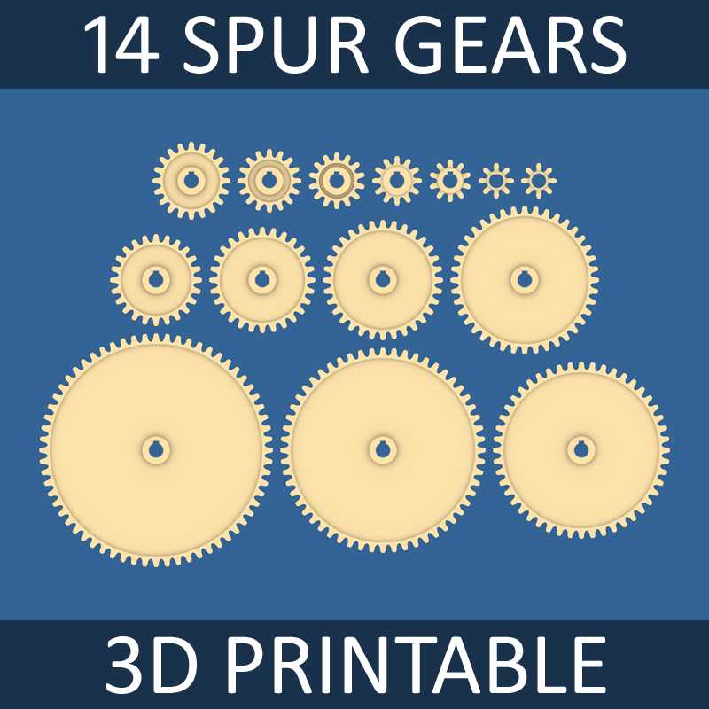 spur gear collection 02 3d print model in mechanical parts 3dexport sprocket cog wheel power transmission rotate rotation rotary motion machine component tooth teeth mesh engineering 3D print model - Mito3D