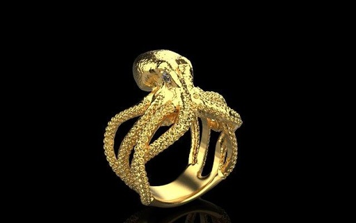 squad ring 1559 rings jewelry 3d cad 3dmodel bracelet earring rhino matrix zbrush keyshot magics rend rendering modeling jewellery squid squidring 3d print model - Mito3D