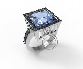 carré bague de perle 10mm la princesse gem bijoux joyau l'anneau or 3dmodel 3dprint imprimable le prototype 3djewel 3dwax cire 3dprintmodel printjewel 3dring 3d print model - Mito3D