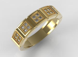 square micropave ring jewelry stone diamond production prototipe silver gold collections wedding 3d print model - Mito3D
