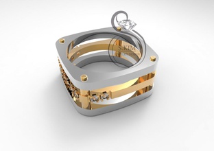 anelli quadrati peso variante leggera gemma gioielli gioiello anello oro 3dmodel 3dprint stampabile prototipo 3djewel 3dwax la cera 3dprintmodel printjewel 3dring scattering modello giro sfera 3d print model - Mito3D