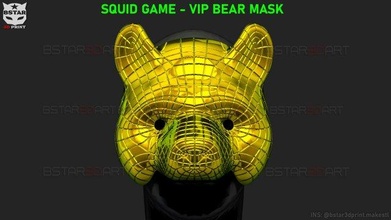 squid game mask - vip bear cosplay 3d print model in toys 3dexport bstar3dprint polygon accessories costume clone no29 waiter squidgame man luxury games 3d print model - Mito3D