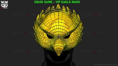 squid game mask - vip eagle cosplay 3d print model in toys 3dexport bstar3dprint polygon accessories costume clone no29 waiter squidgame man luxury 3d print model - Mito3D