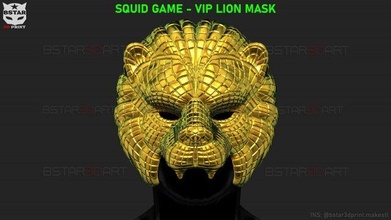 squid game mask - vip lion 3d print model in toys 3dexport bstar3dprint polygon accessories costume clone no29 waiter squidgame man luxury games 3d print model - Mito3D