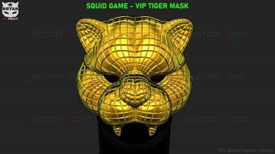calamar juego máscara vip tigre cosplay 3d impresión modelo in juguetes 3dexport bstar3dprint polígono accesorios disfraz clon no29 camarero calamares hombre león lujo juegos 3d print model - Mito3D