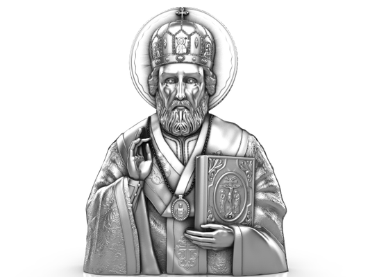 st nicholas 3d print model in 3dexport religious icon technology jewelry pendants deity religiou object basilica jewish father pentateuch menorah judaism gold silver cathedral hebrew 3d print model - Mito3D